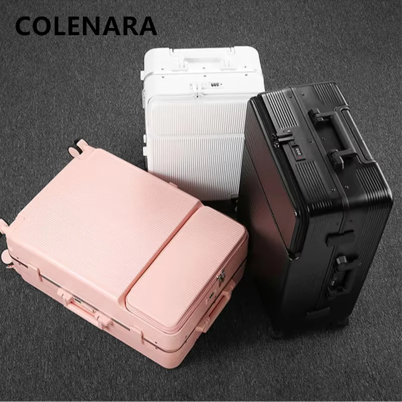 COLENARA Suitcase on Wheels Aluminum Frame Boarding Case 20