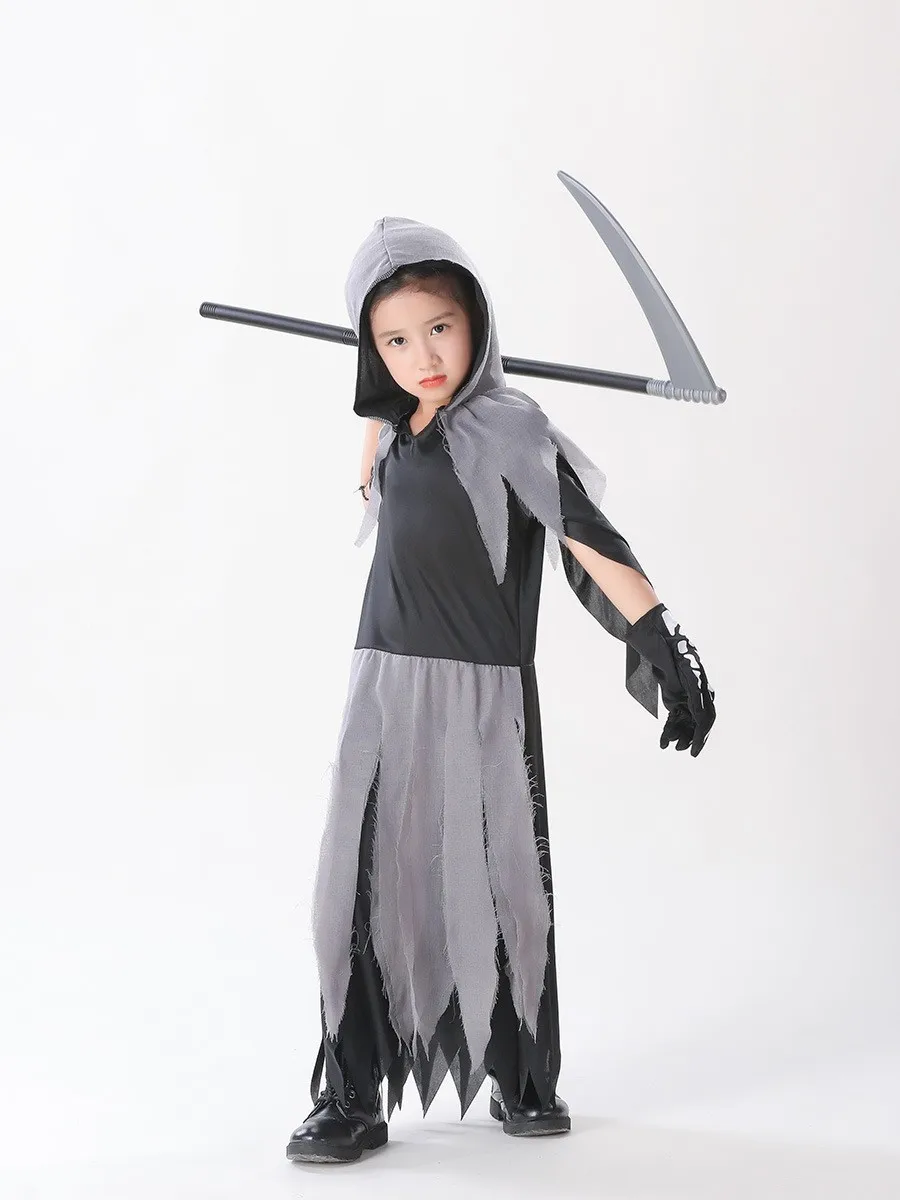 Novo loween crianças mistério terror morte deus traje fantasma festival cosplay monstro par desempenho roupas poliéster
