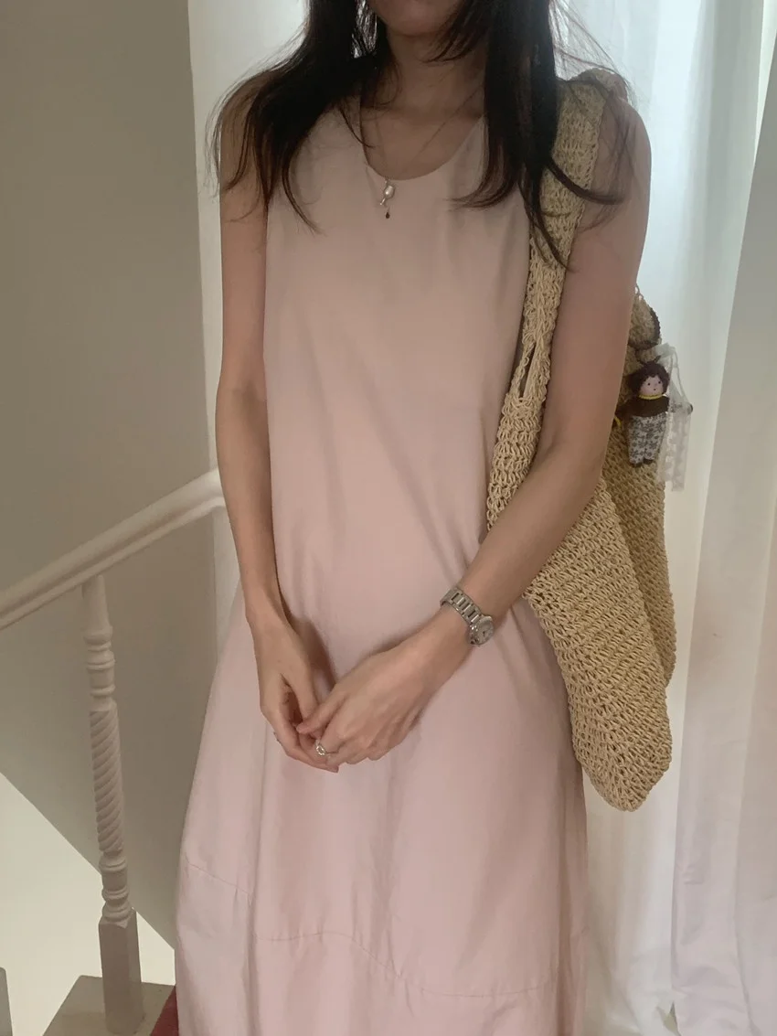 Alien Kitty Office Lady Summer Straight Dress Women Elegant Sleeveless Split Mujer 2025 Minimalist New Slim Casual High Street