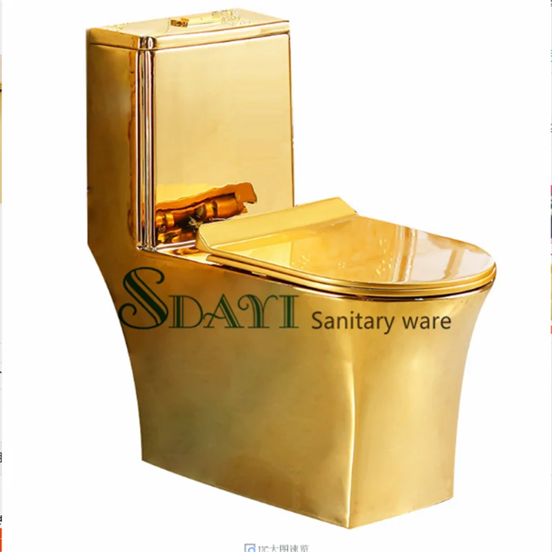 Унитаз SDAYI Sanitary Ware Gold: цельный унитаз с золотым покрытием, золотой сиденье, комплект для ванной комнаты
