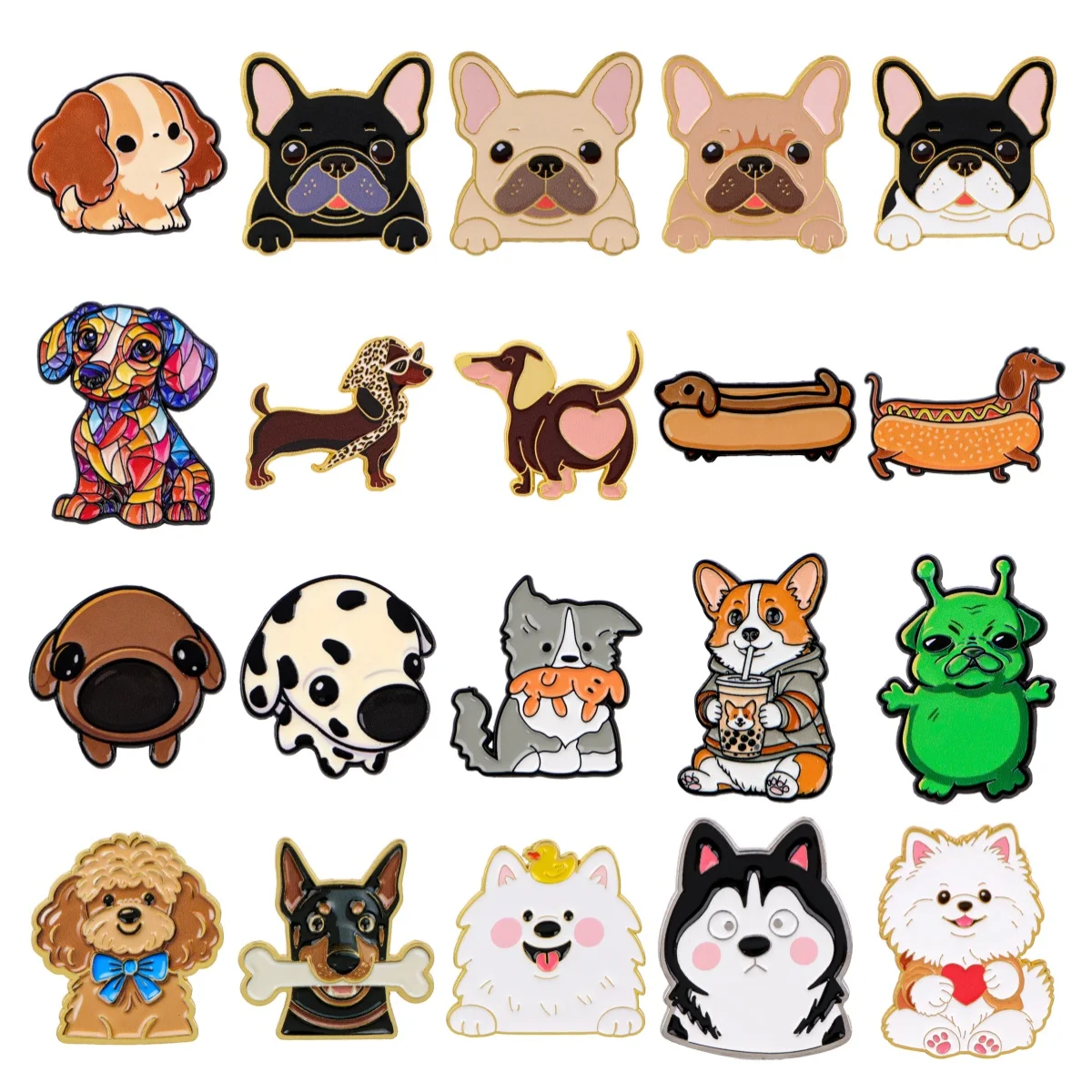 

French Bulldog Corgi & Dachshund Enamel Brooch Lapel Pins Badges on Backpack Decoration Jewelry Accessories Friends Gifts