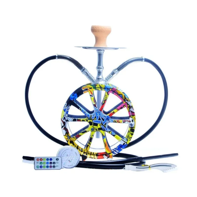 Hookah Arabian plastic glass bong large double tube gravity hookah acrylic wheels hookah for smake shisha boxкальян نرجيله