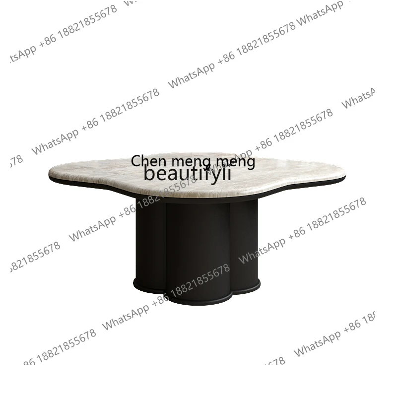 

Italian Minimalist Stone Plate Coffee Table French Retro Shaped Table Solid Wood Antique Style Living Room Home Light Luxury