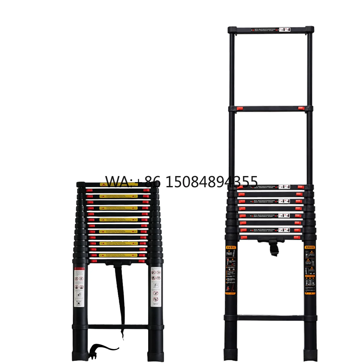 13.5 FT/4.1 M Telescopic Aluminium Indoor/Outdoor Ladder 1.2-1.5 mm Thickness EN131 Certified Foldable Modern Design Style Gym