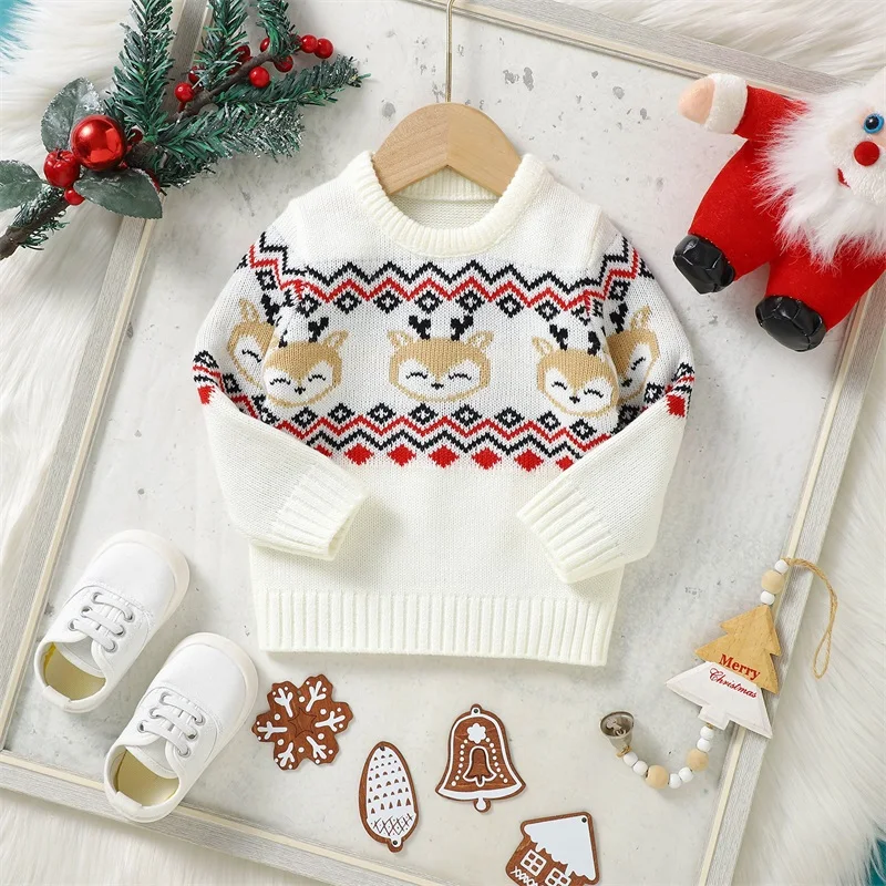 2023-08-17 Lioraitiin 6M-3T Christmas Toddle Baby Girl Boy maglione manica lunga Pullover girocollo lavorato a maglia felpa vestiti di natale