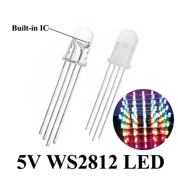 5v Ws2812 5mm Led Rgb 딥 다이오드 F5 라운드 드림 컬러 주소 지정 가능 풀 컬러 클리어 확산 네온 픽셀 라이트 Ws2812b 칩 다이오드