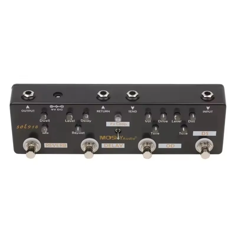 MOSKY Guitar Multi Effect Pedal SOL918 Distortion Overdrive FX Loop Delay Reverb Effects Pedal Metal Shell for Guitar Bass