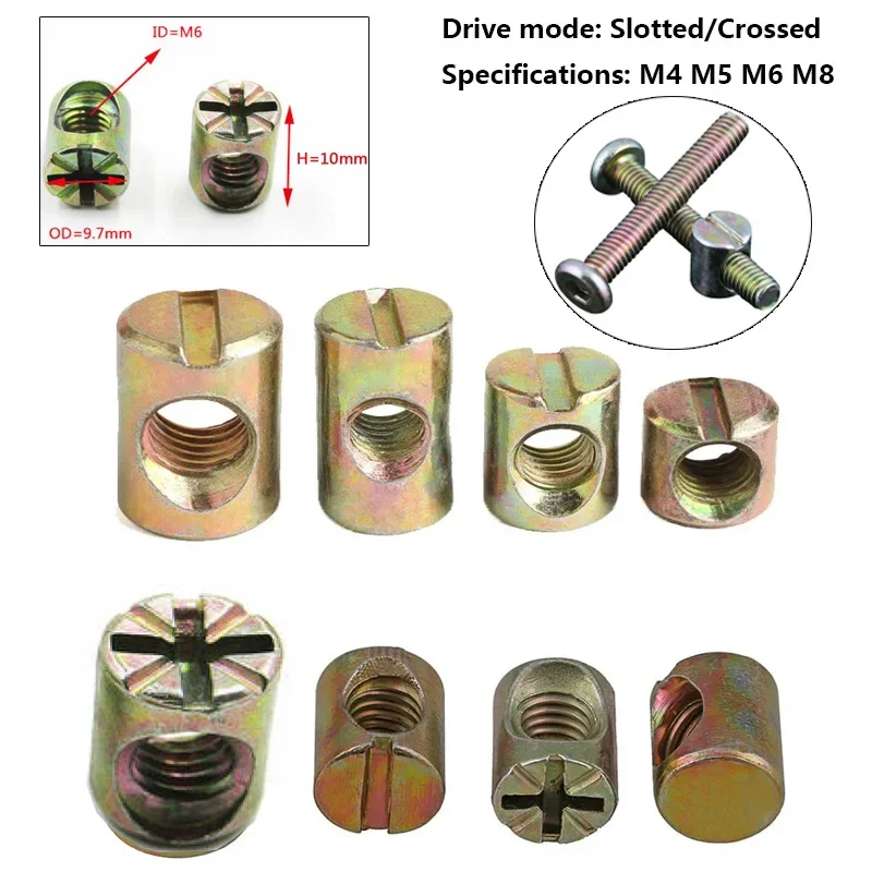 M4 M5 M6 M8 Color Zinc Female Hammer Head Nut Furniture 2-In-1 Slotted/Cross Connector Element Column Embedded Screw Cap