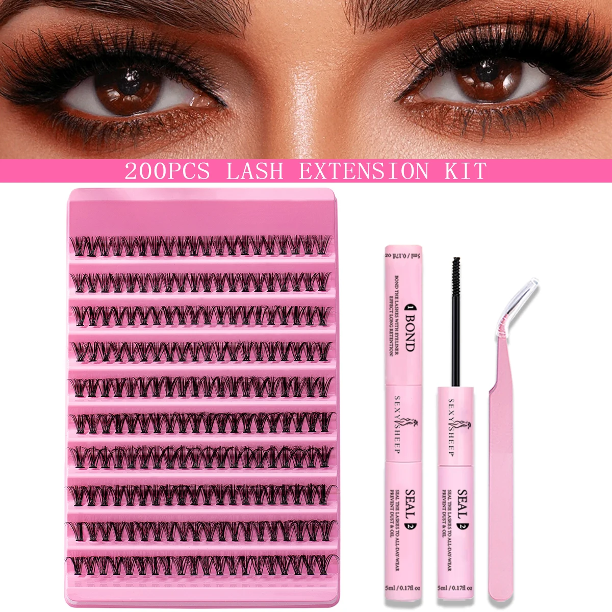 30D 40D مزيج DIY الرموش الصناعية مجموعة الفردية جلدة رمش تمديد عدة جلدة السندات وختم الملقط ماكياج أداة