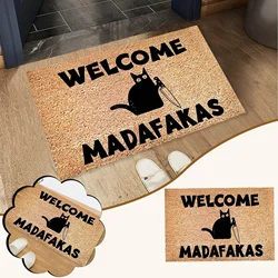 Dark Cat Welcome Madafakas Full Print Doormat Fun Doormat Home Decor Kitchen Bathroom Decor Give People Fun Gifts Fast Shipping