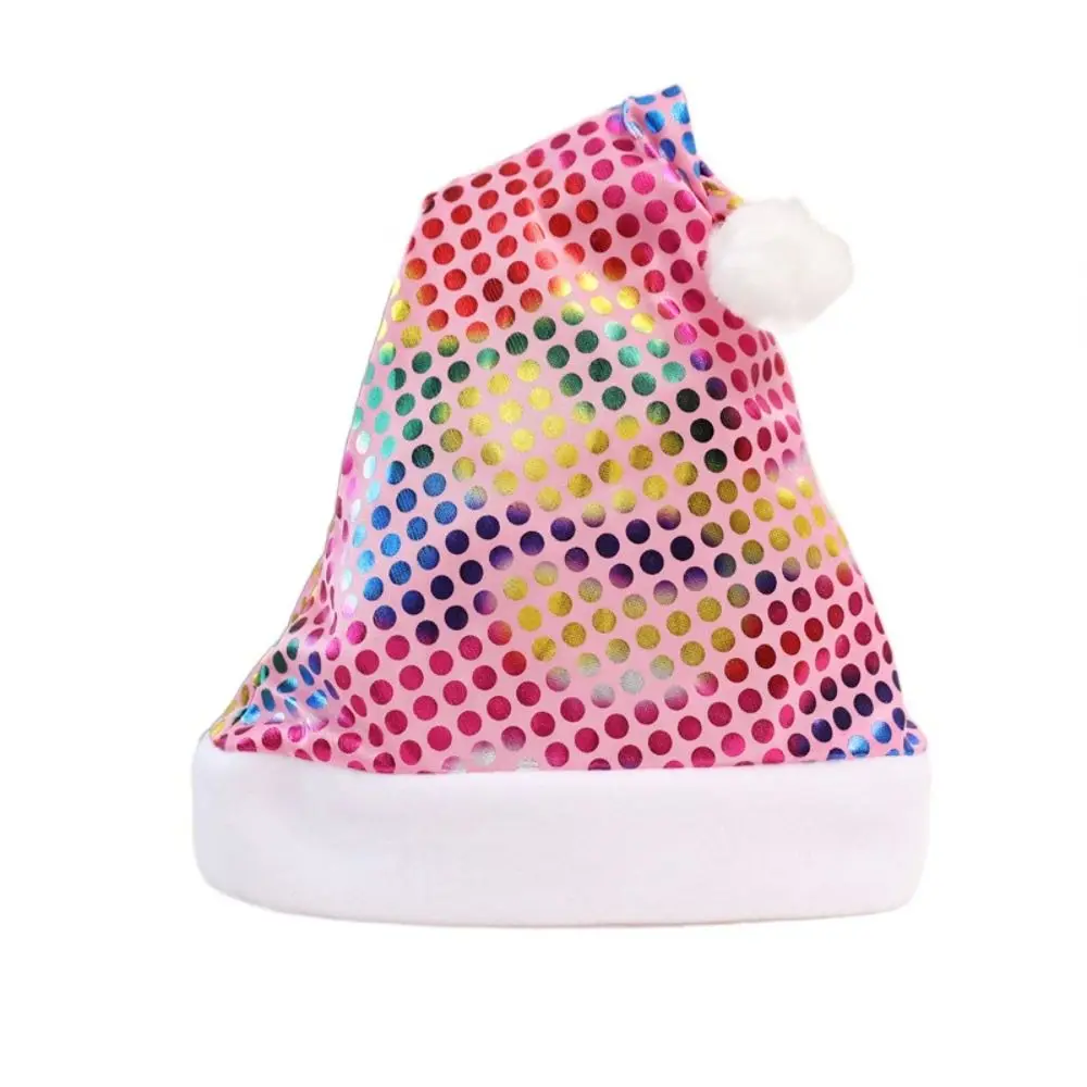 

Printed Beads Christmas Hat Merry Christmas Decoration New Year Dress Up Santa Claus Hat Velvet with Plush Ball Plush Beanie