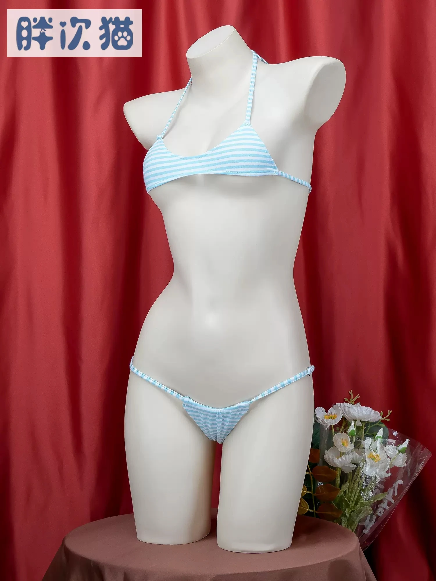 Japanese Striped Bikini Bandage Underwear Sets Three point style School Cosplay Costume Girls Uniform Bikini