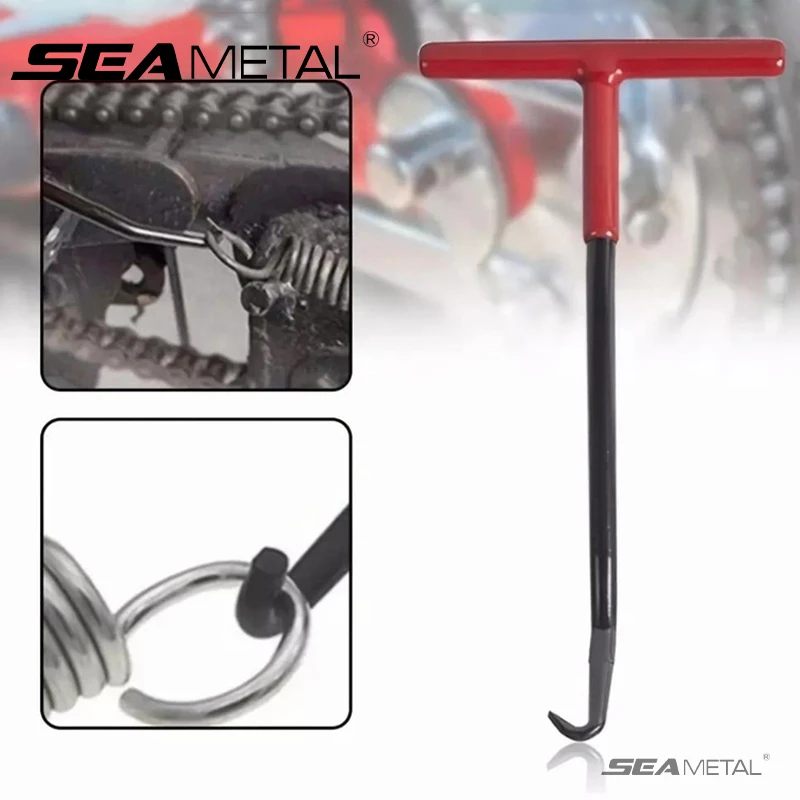 SEAMETAL 1pc Exhaust Spring Puller Tool Motorcycle Exhaust Spring Hooks T Handle Spring Hooks Wrench Spring Puller Removal Tools