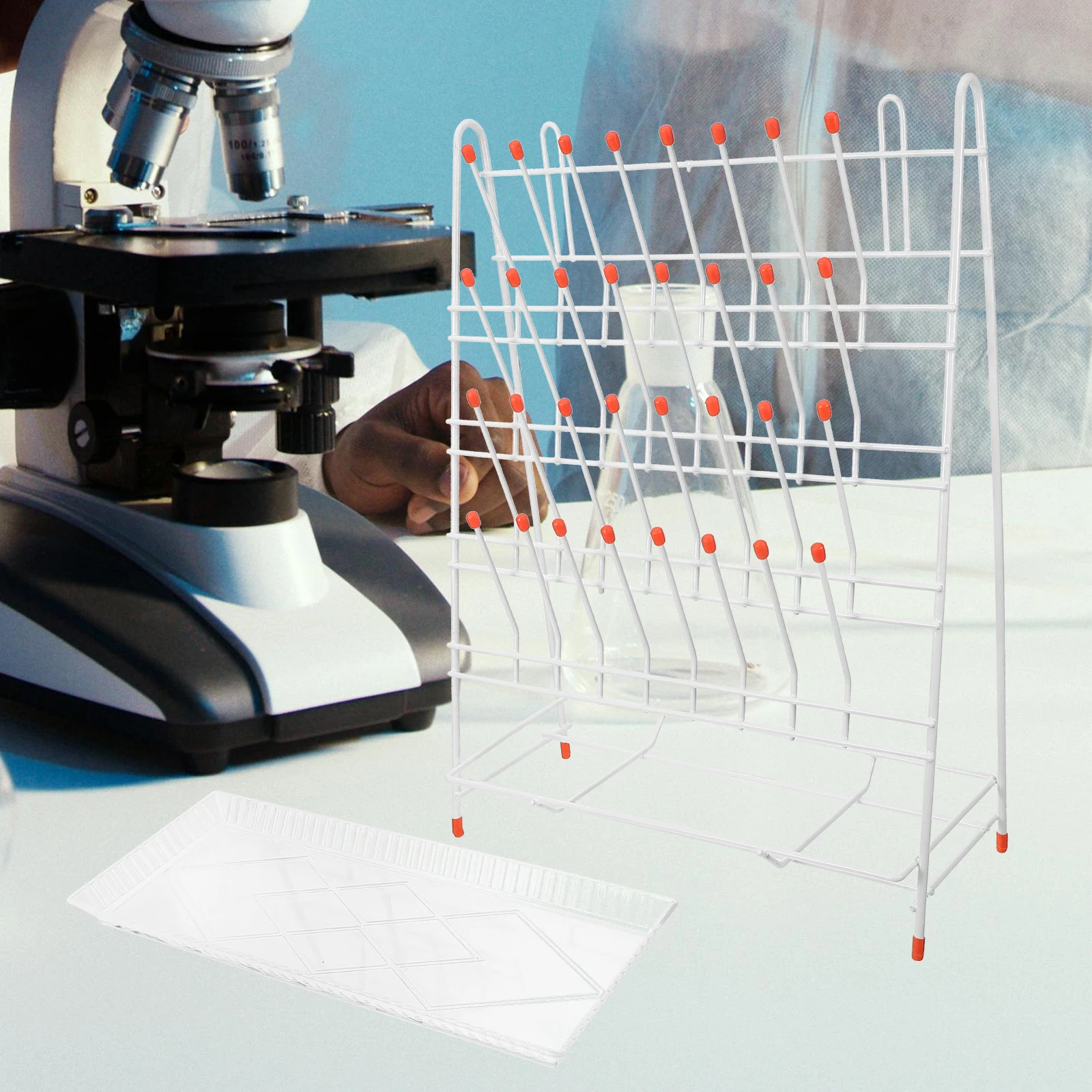 

32-Peg Laboratory Test Tube Metal Bottle Draining For Beakers Glassware Space-Saving Anti-Slip Lab Tube Glass Drying Stand