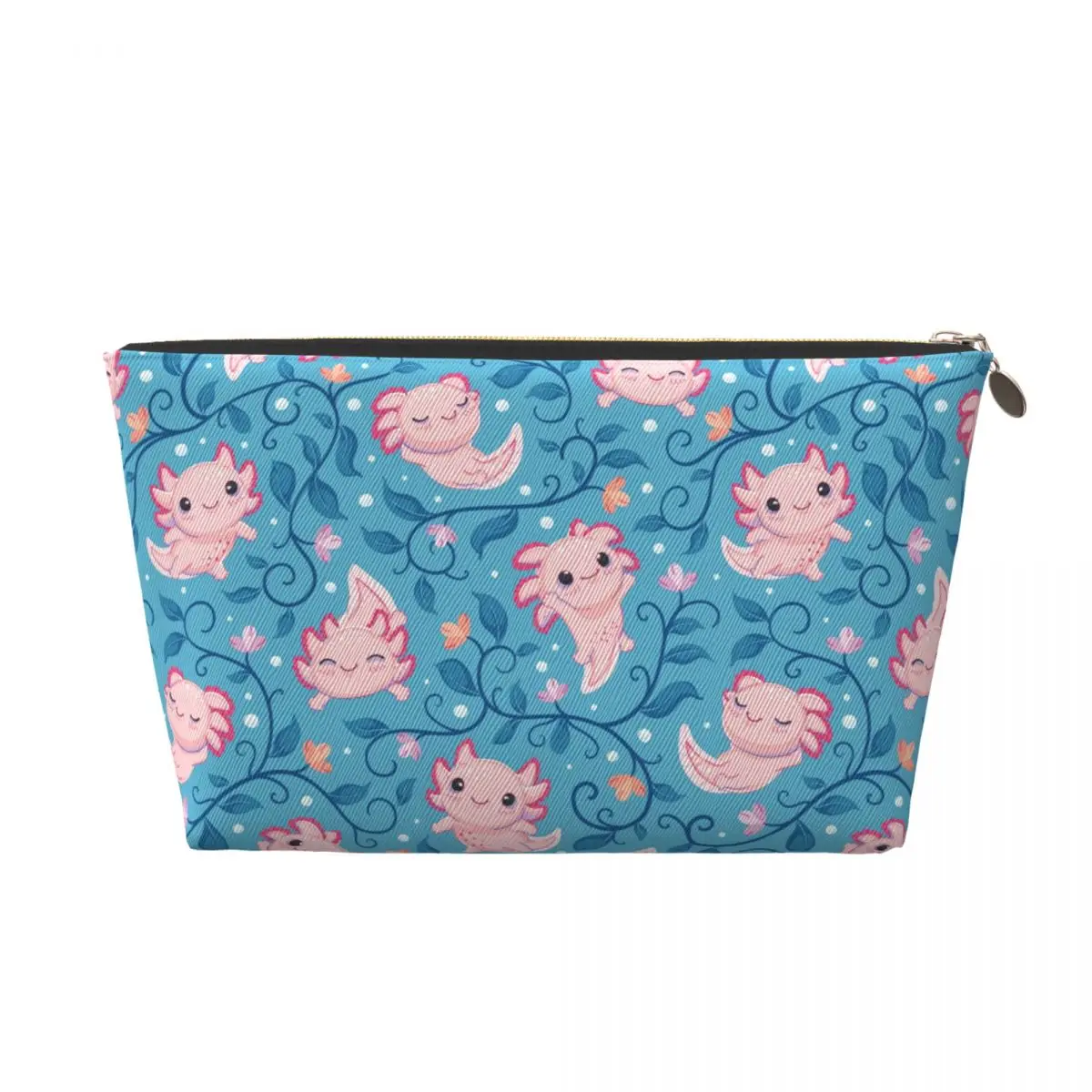 Custom Cute Salamander Animal Axolotls Cosmetic Bag Women Fashion Big Capacity Makeup Case Beauty Storage Toiletry Bags