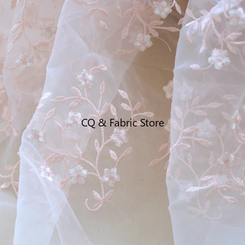 High Quality 1yard Organza Embroidered Small Flower Lace Fabric,mesh Embroidery Fabric,skirt Dress Material,patchwork Cloth