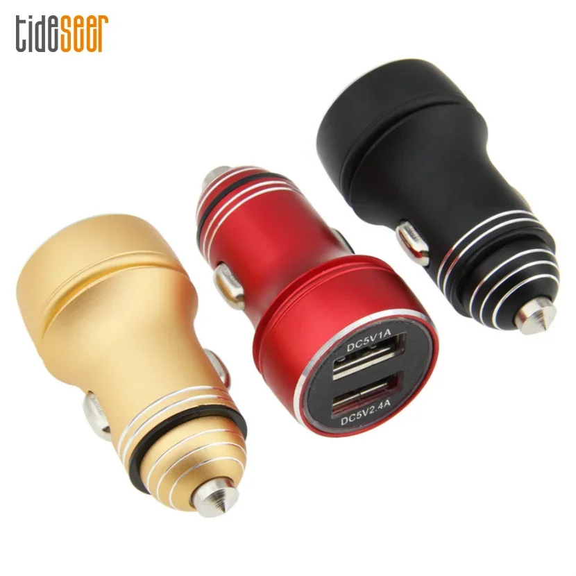 100pcs Mini 5V 2.4A/1A Dual USB Car Charger Universal Mobile Phone Fast Car-Charger for Samsung S21 Xiaomi iPhone 14 Tablet