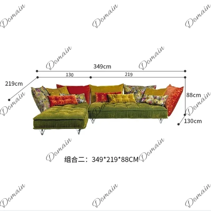 ppQ ASS French Modern Simple Light Luxury Special-shaped Retro Pattern Fabric Corner Combination Sofa