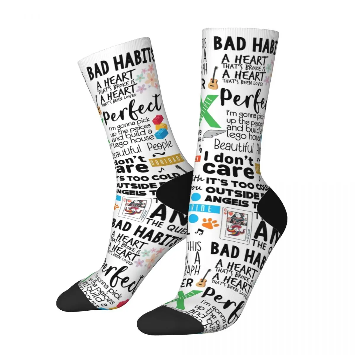 Cool Ed Sheeran Songbook Skateboard Socks Polyester Crew Socks for Women Men Breathable