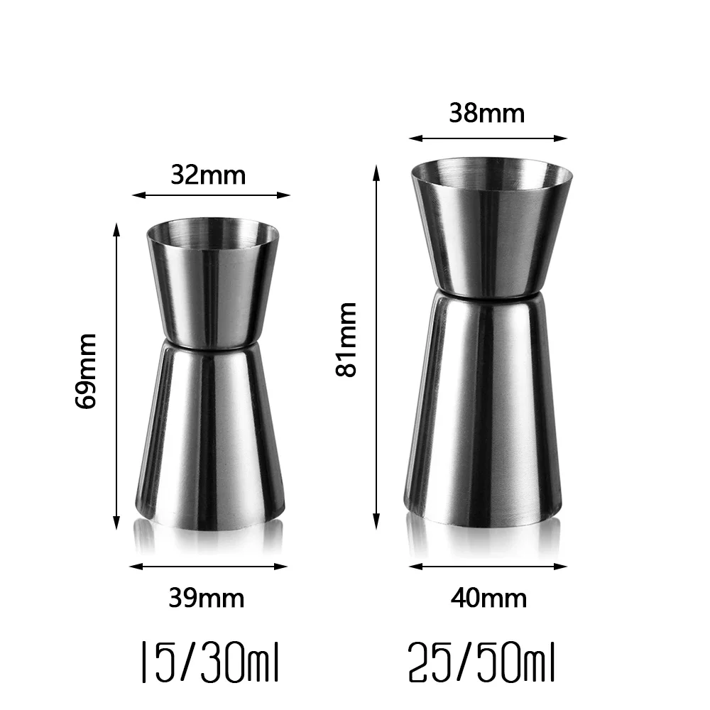 15/30ml or 25/50ml Stainless Steel Cocktail Shaker Measure Cup Dual Shot Drink Spirit Measure Jigger Kitchen Gadgets