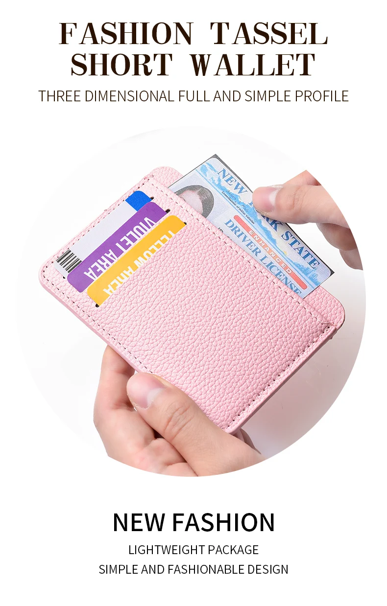 1 stücke frauen Kurze Ultra Dünne Mini Mode Bank Karte Kreditkarte Halter Brieftasche Einfache PU Leder Karte Halter – Detail 1
