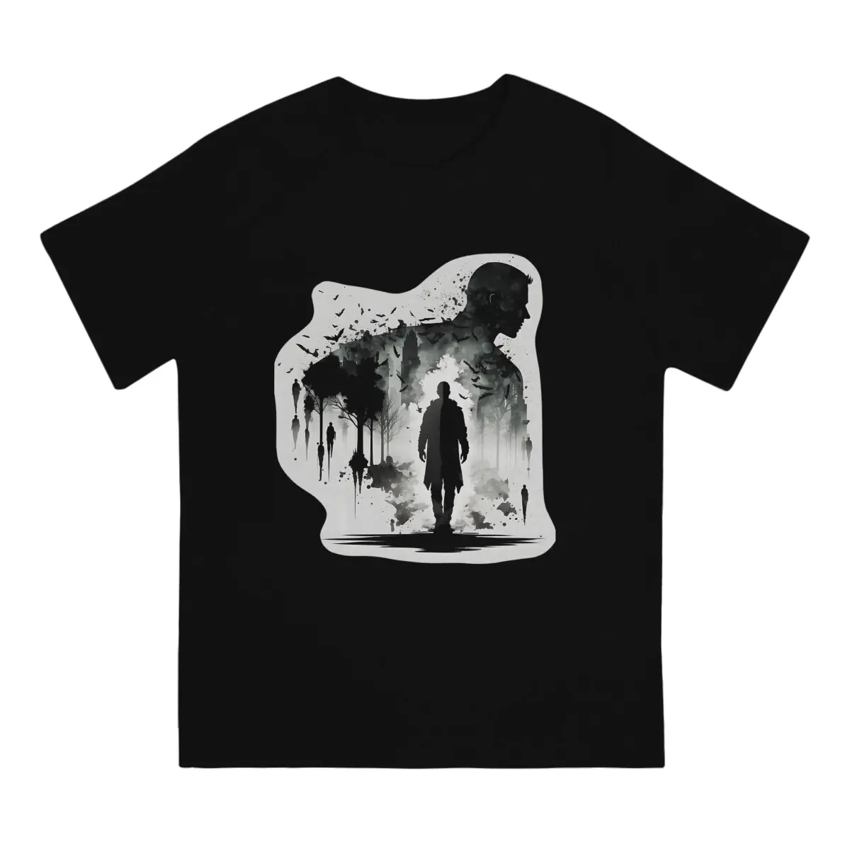 Style Fanart T Shirt for Men Pure Cotton Novelty T-Shirt Round Neck Project Zomboid Tees Short Sleeve Tops Party