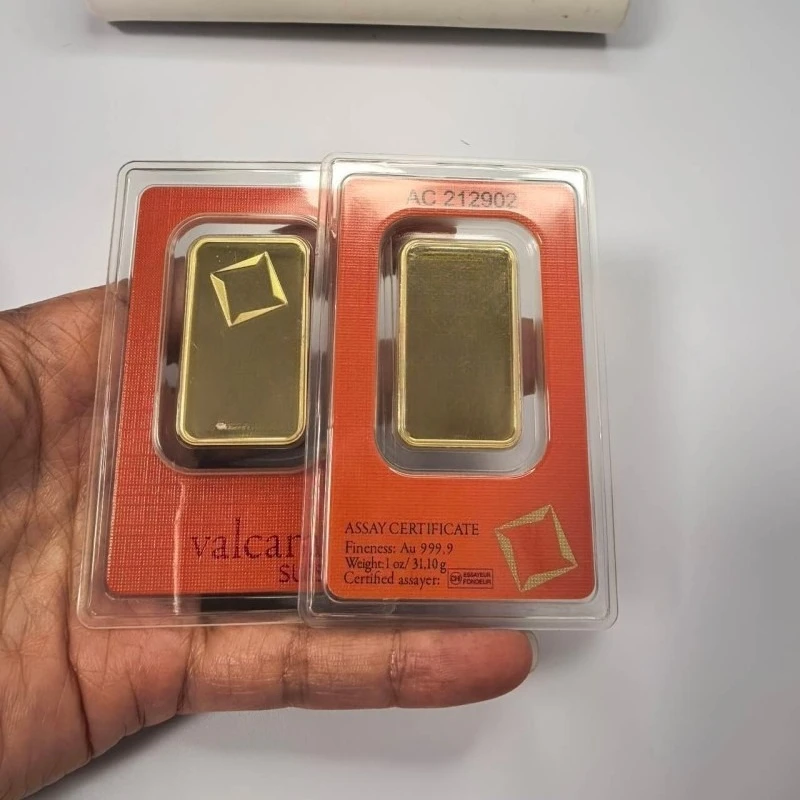 2026 European Souvenir Gold Bar 24k Gold Plated Bullion Ingot (Sealed Packing) Non-magnetic Unique Serial Number for Collection