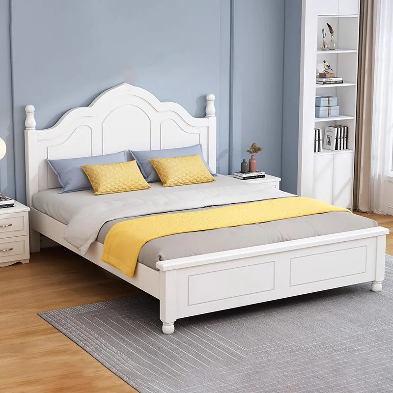 Confortable Nordic Bed Wood Apartment Simple Relax Full Body White Beds Minimalist Fashionable Cama De Casal Home Furnitures