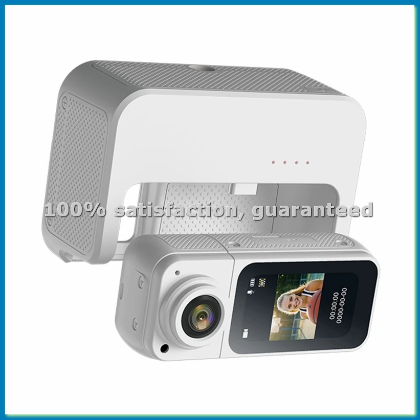 2.7K Thumb Camera Wifi Action Camera 180° Rotate Sport Cam DV Cycling Recorder Camcorder Camera with Charging Case White-A79M