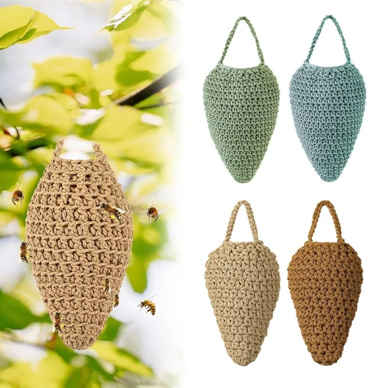 Artificial Hornet Nest Decoy Hand Crocheted Hanging Decor For Outdoor Garden Eave Corridor Home Wasp Repellent Decoration