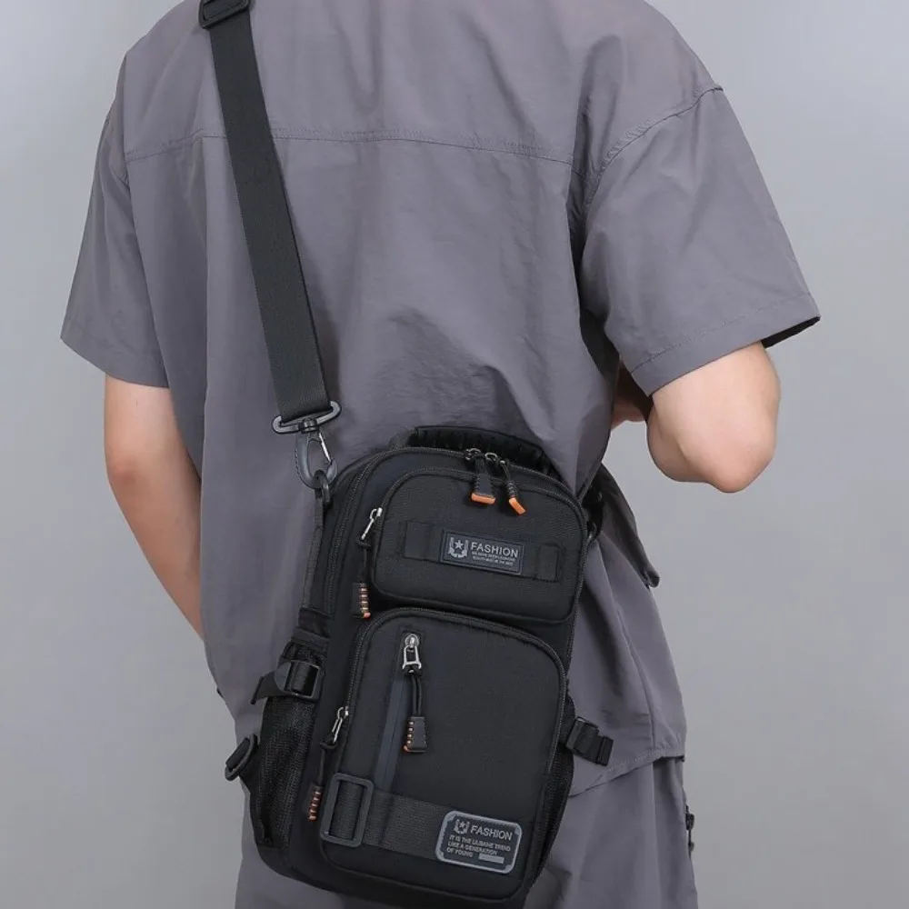 

All-Match Multi Pockets Men Chest Bag Shoulder Bag Multifunction Sports Message Bag Large Capacity Zipper Crossbody Bag Men