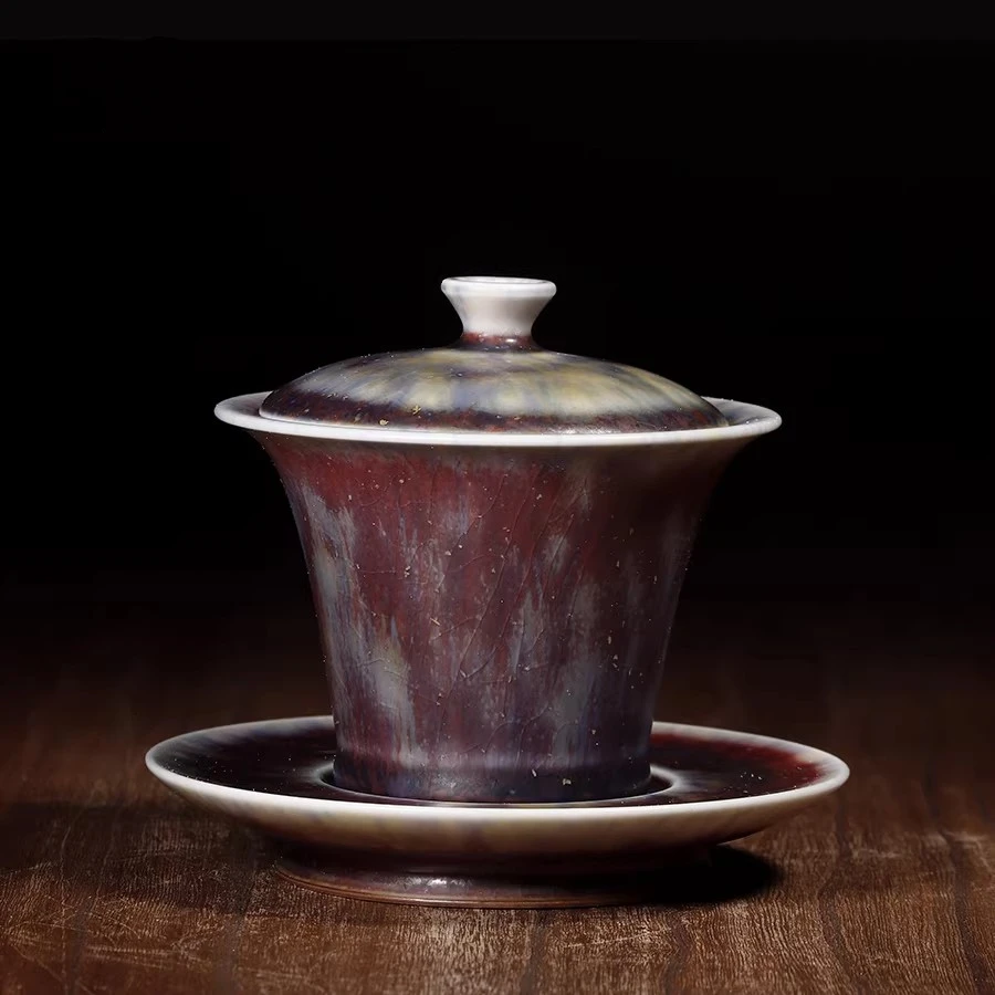 

Century-old Xijun Kiln Porcelain Handcrafted Ceramic Tea Cup Road-Type Three Talents Treen