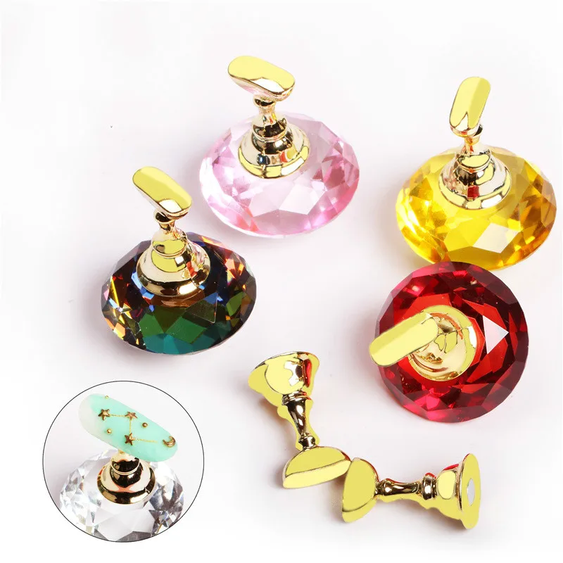 

5pcs/set Magnetic Nail Holder Practice Training Display Stand Acrylic Crystal Holders Alloy False Nail Tip Salon Manicure Tools