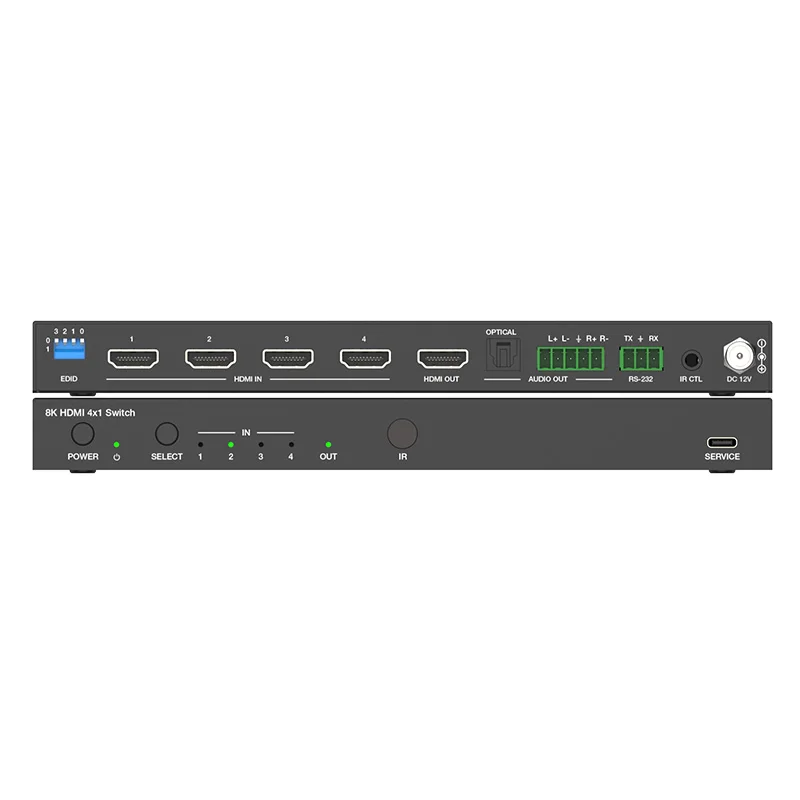 

8K 60Hz 48G 4x1 Switcher with Audio De-Embedding EDID RS- 232