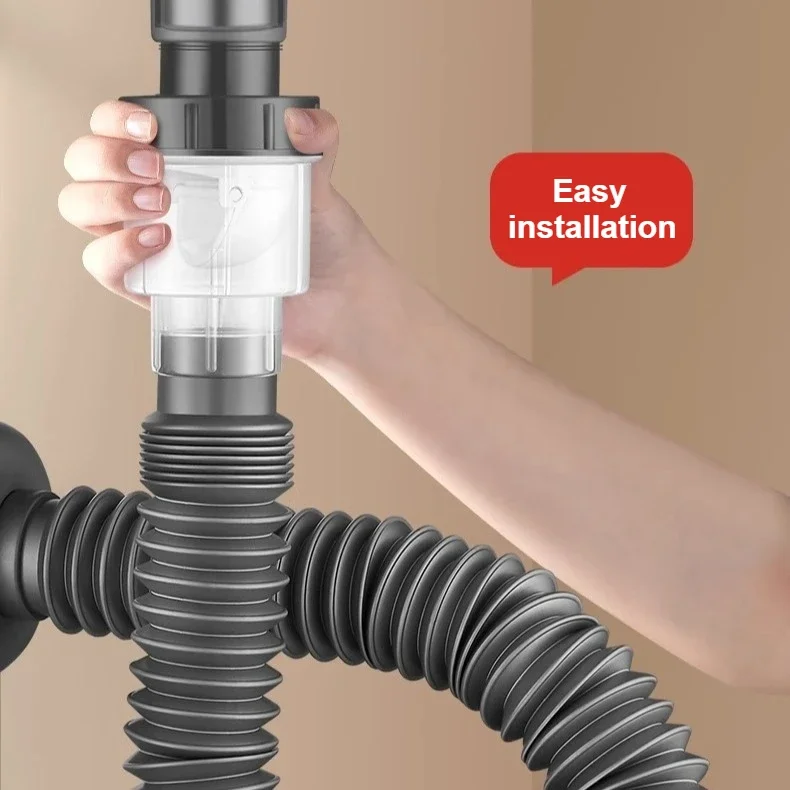 Kitchen Sink Drain Hose Set Filter with Stop Valve for Washbasin Bathroom Deodorizing and Scalding-proof Sink Drain Pipe