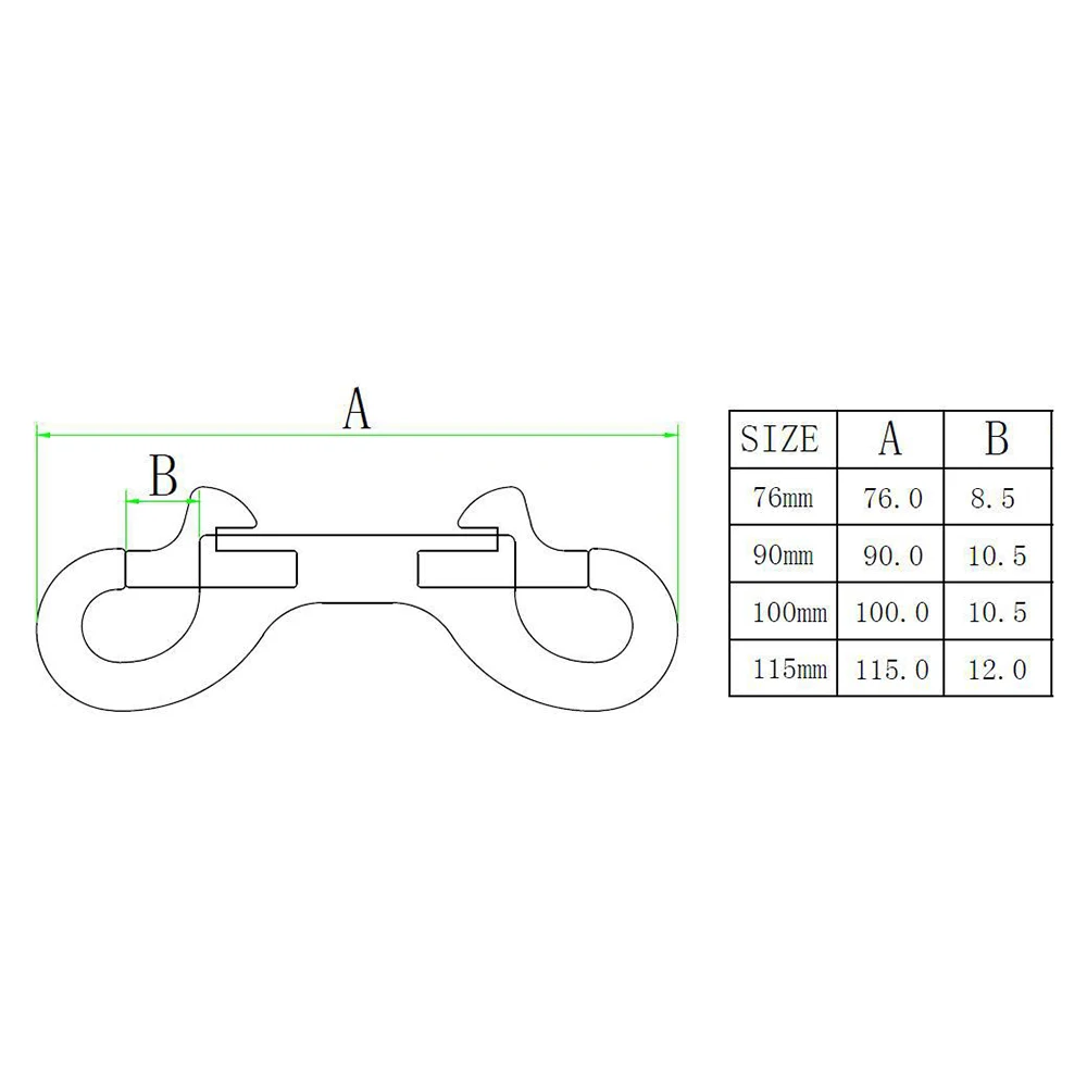 Stainless Steel Double End Snap Hook B-shape Spring Hook Heavy Duty Bolt Trigger Pet Leashes Clip Submersible Yacht Accessories