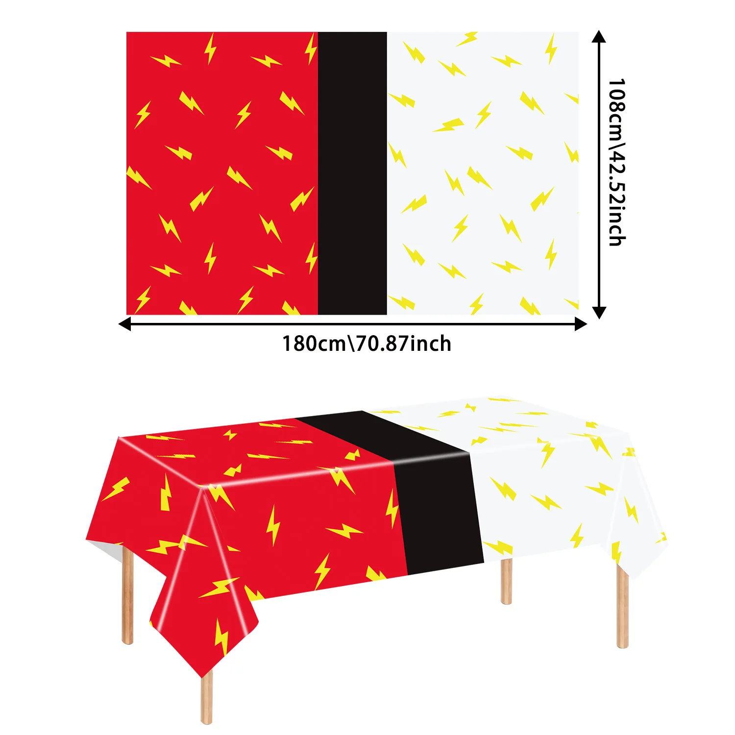 Cartoon Animation Tablecloth Red and White Table Cover Lightning Tablecover for Birthday Party Decorations Supplies