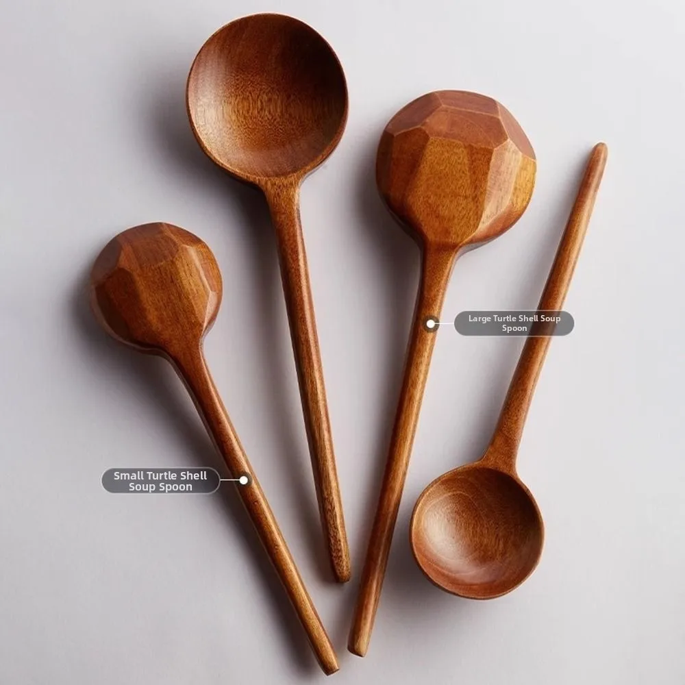 Durable Japanese Wooden Soup Spoon Long Handle Deep Spoon Head Long Handle Spoon Smooth Polished Serving Ladle Kitchen Cooking