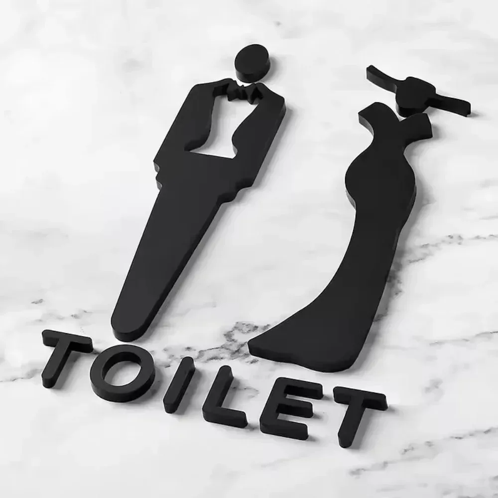 1 Pair DIY Man & Woman Toilet Sticker WC Door Sign Decals Toilet Signs Restroom Washroom Signage Plaque Wall Sticker Decor