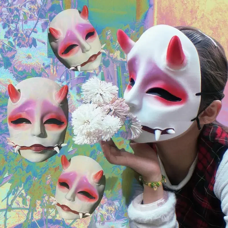 일본 전통 술을 마시는 소년 프라진나 볼 재미있는 소품 풀페이스 성인 장식 할로윈 호러 마스크