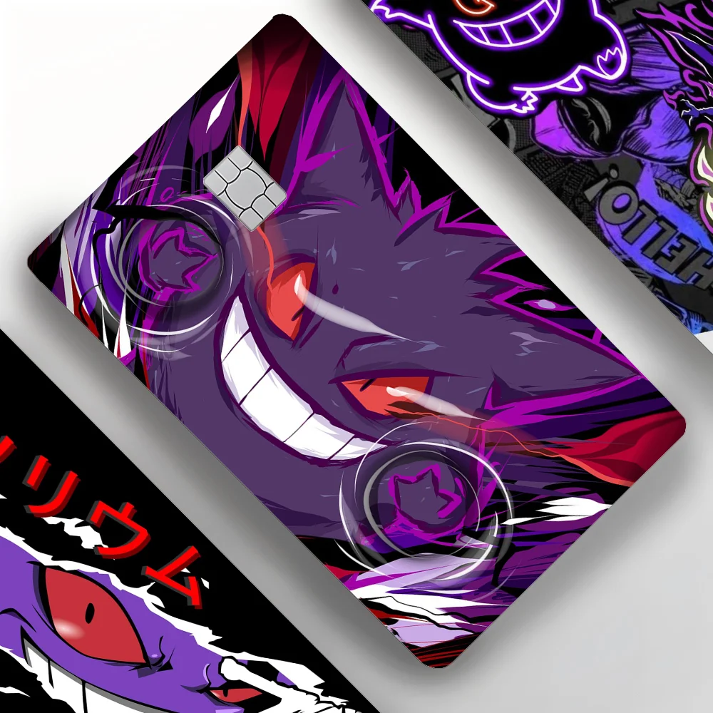 1PC Anime G-Gengar Card Stickers 4pcs PVC Credit Card Skin Stickers Removable Self-adhesive Protective Film