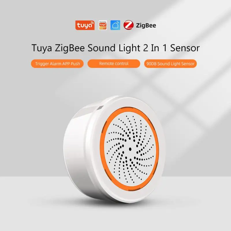 

Tuya ZigBee 3.0 2 в 1 Звуковой датчик света Встроенная сирена 90 дБ Сигнализация Умный дом Пульт дистанционного управления через приложение SmartLife Zigbee Gateway