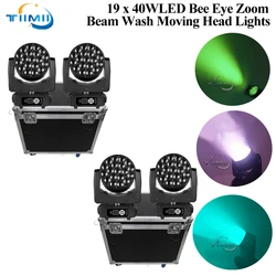 4Pcs Bee Eye 19x40W Led Moving Head Beam Rgbw Quad 4In1LED Wash Zoom Moving head light 19x15w Clay Paky bee eye Flightcase