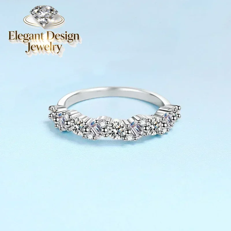 

Элегантное кольцо с муассанитом 0.9 карата в один ряд, кругло-квадратной формы, для женщин, дизайнерское ювелирное изделие, кольцо из белого золота 18 карат особой формы