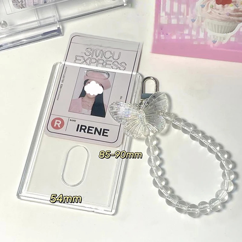 Acrylic Transparent Card Holder Student Bus Card Meal Card Protective Cover ID Photo Display Card Holder Keychain Pendant