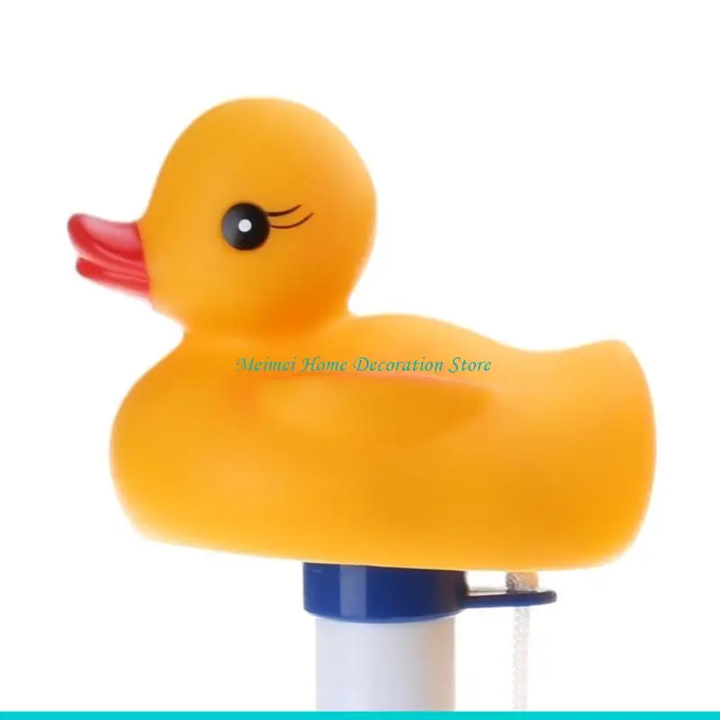 H7BF Cartoon Duck Floating Pool Dispenser Thermometer Household Practical