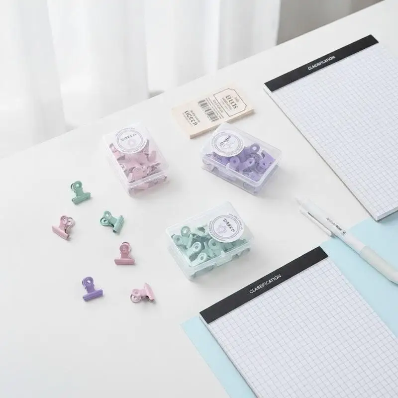 8Pcs Macaron Color Metal Binder Clips Candy Color Document File Fastener Clamp