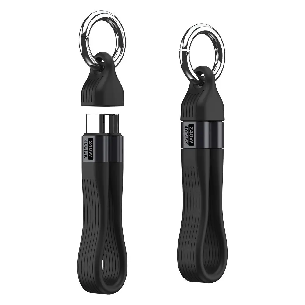 Silicone USB Cable Keychain High-Speed Transfer 8K@60Hz Support Keychain Charging Cable Video Display Cable 40Gbps Data Cable