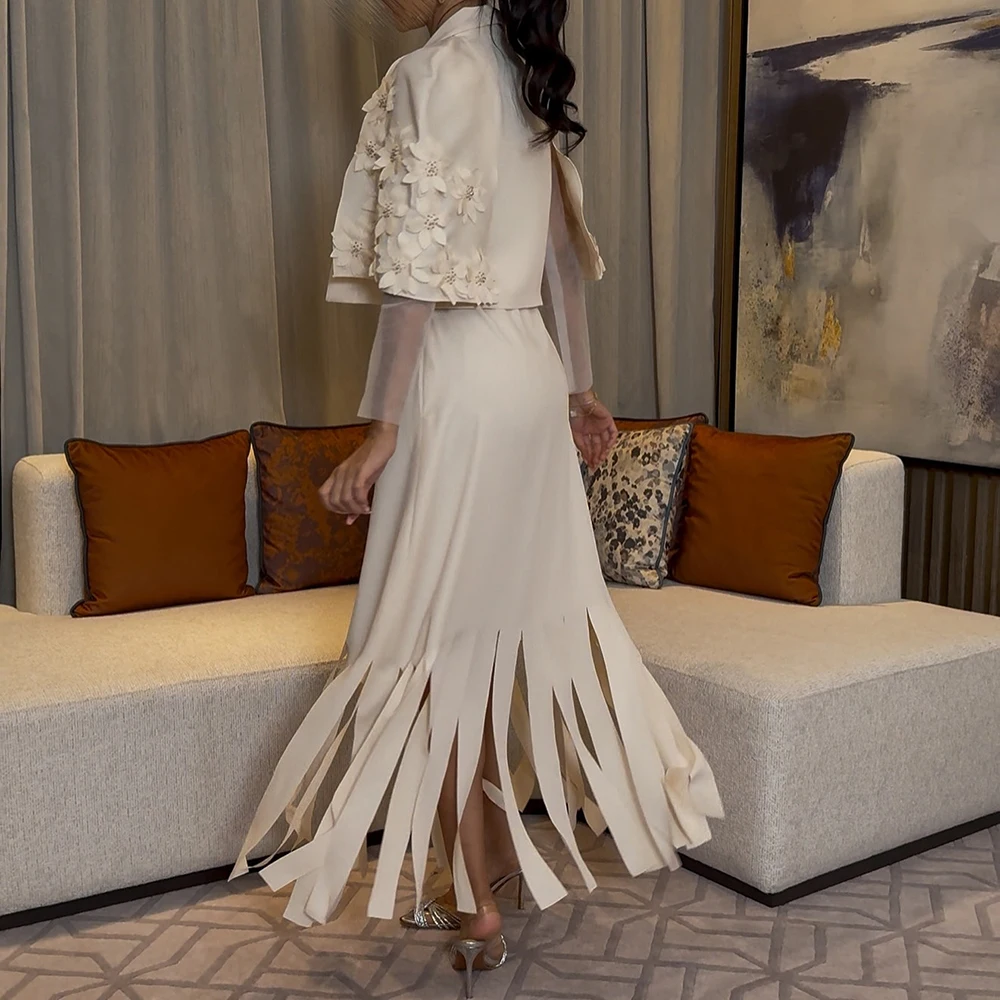 فساتين سهرة مخصصة على شكل حرف a بطول الكاحل ورقبة على شكل حرف v وأكمام طويلة فستان حفلات موضة الزهور سرق ثوب حفلة ثنيات بسيط #3