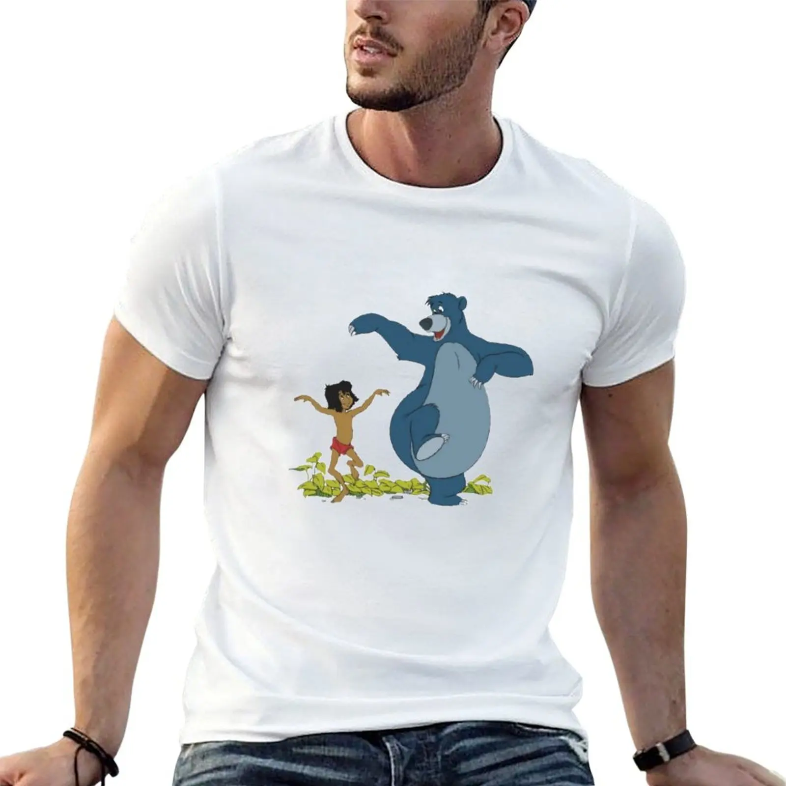 Camiseta Mowgli y Baloo, camiseta de algodón, camiseta 100% para hombre, camiseta de lujo para hombre, camiseta de lujo